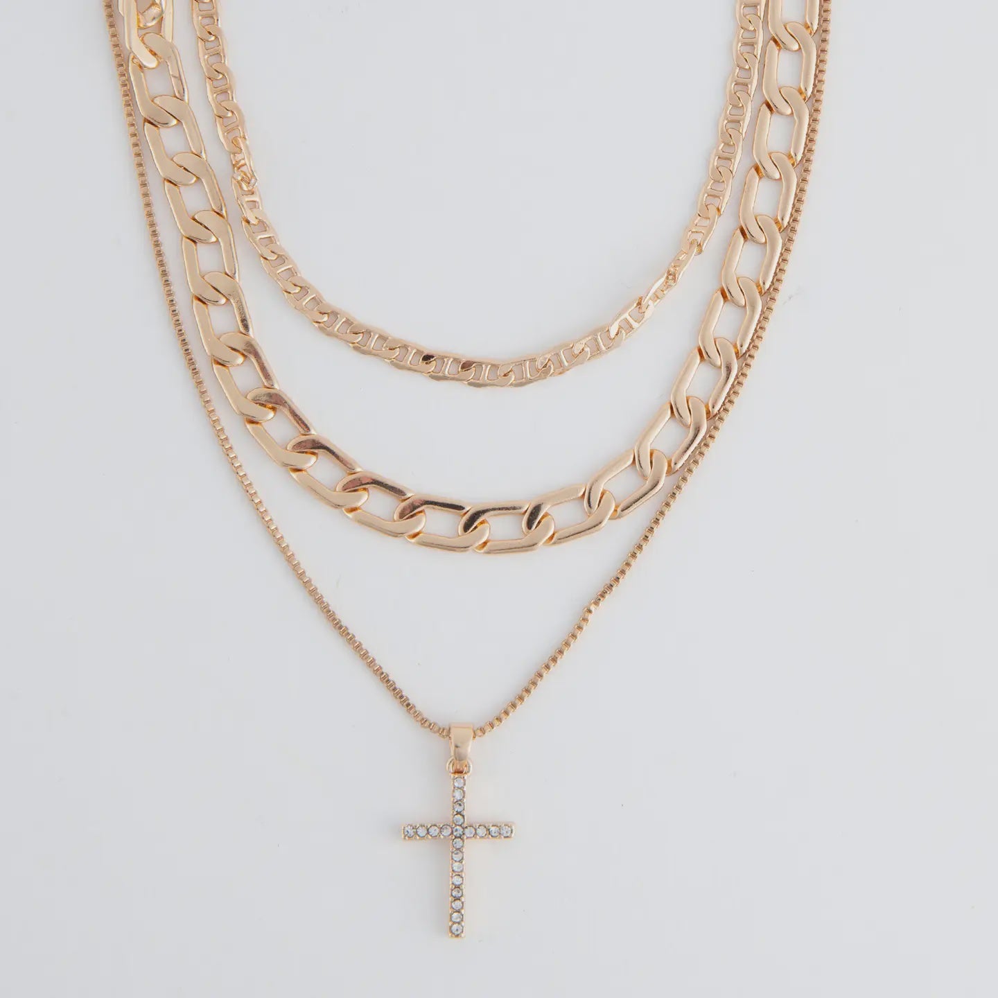 Eden Layered Pave Cross Necklace