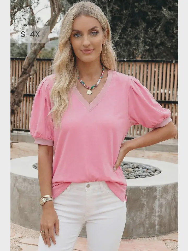 vneck Short Puff sleeve top