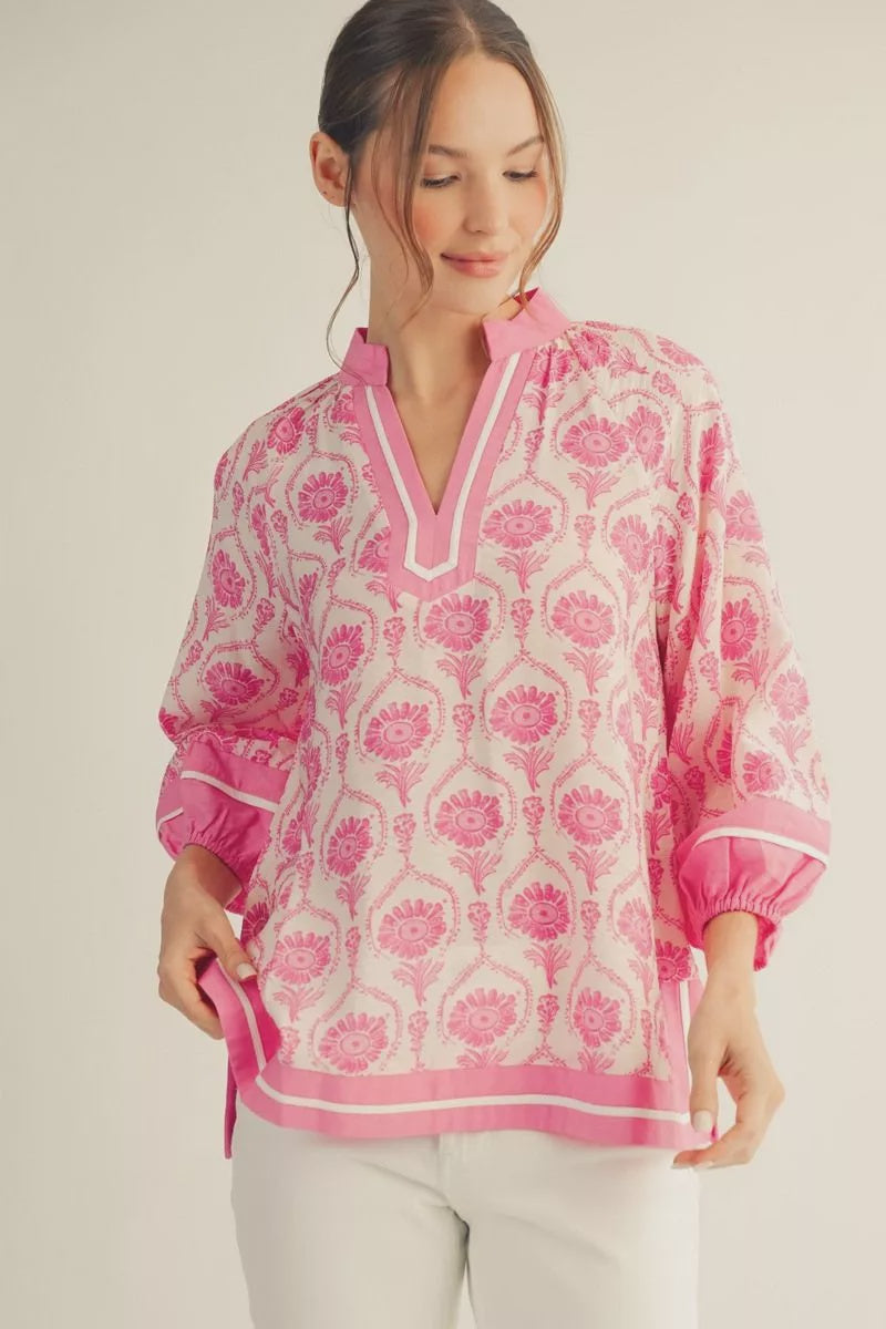 Pink v neck Blouse