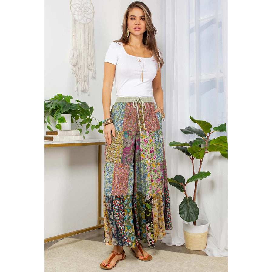 Printed patchwork Tier Pant