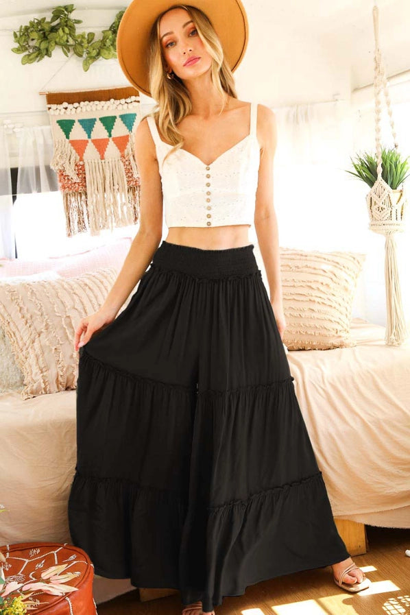 Tiered Wide Leg Palazzo Pants