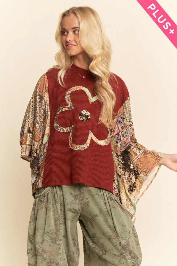 Boho Patchwork Knit plus top