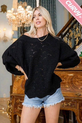 Boatneck Scalloped Sweater