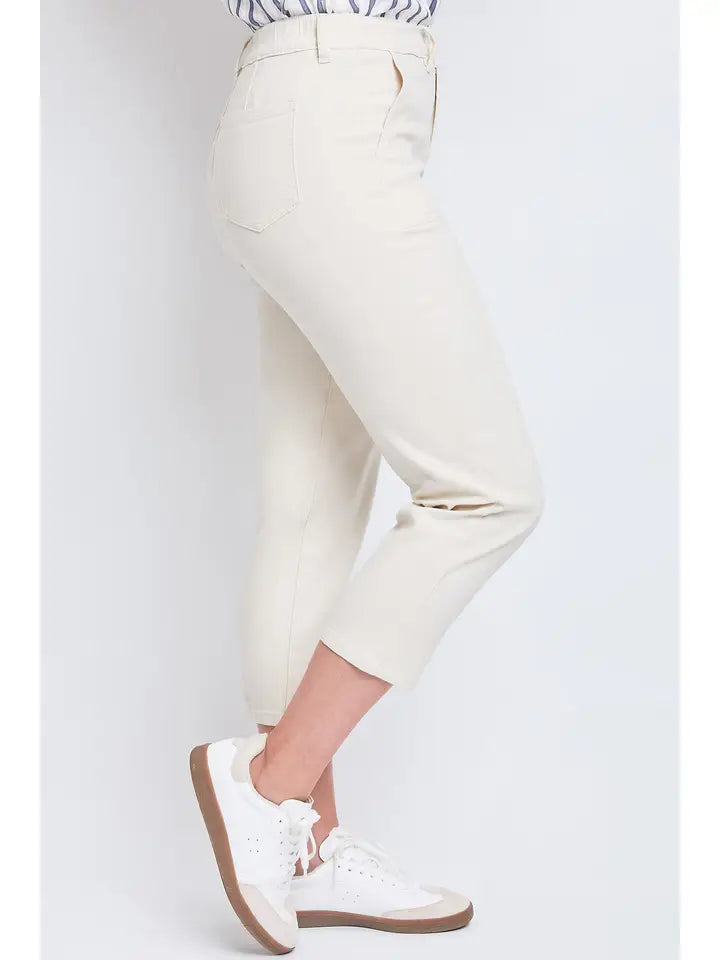 Cropped Tummy Control Ecru Pants