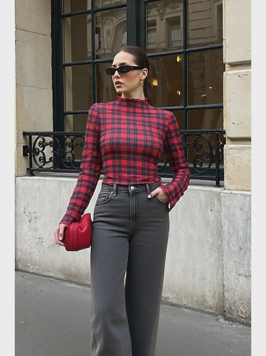 Merry Christmas Mesh Mock Neck Top