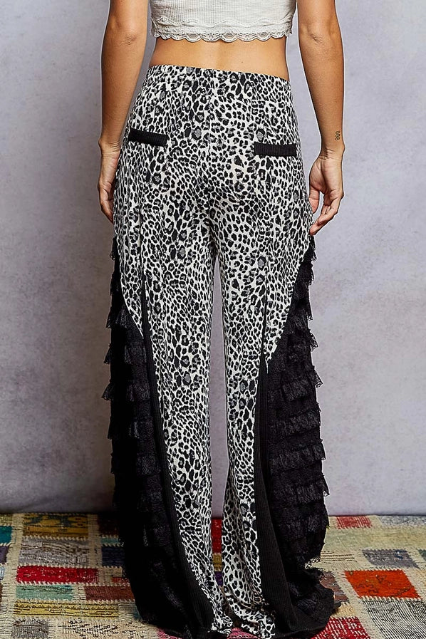 Black Leopard Lace Pant