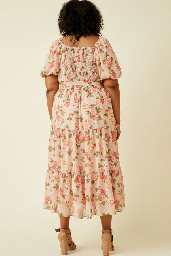 Romantic Floral Button Detail Dress