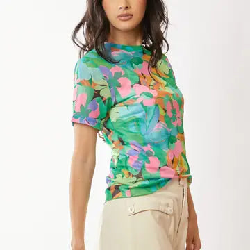 Flower Mesh Short sleeve top