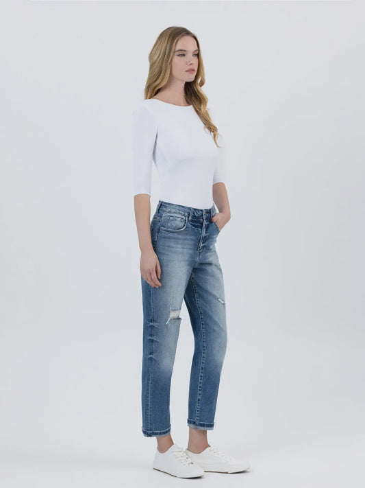 Cuffed Stretch Mom Jeans