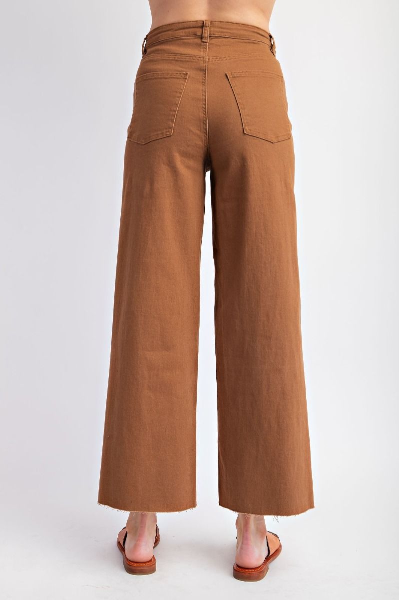 Twill High Waist Wide Leg Pants