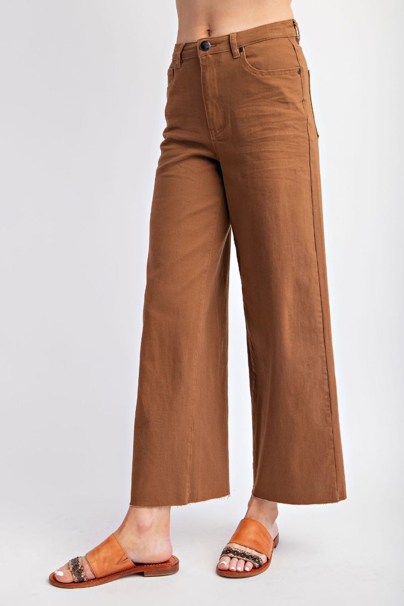 Twill High Waist Wide Leg Pants