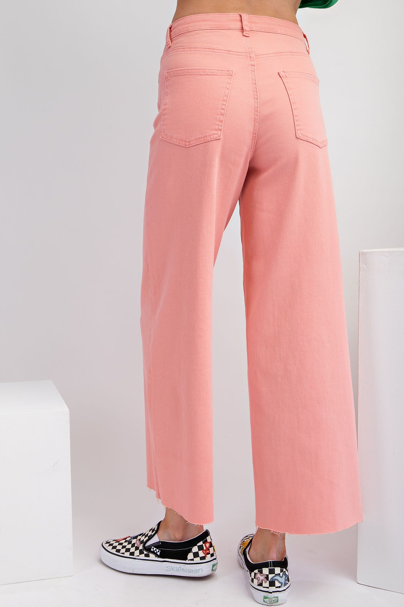 Twill High Waist Wide Leg Pants