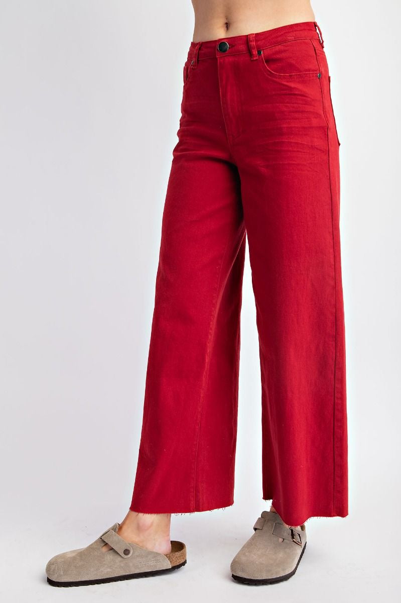 Twill High Waist Wide Leg Pants