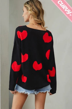 Red / Black Heart Sweater