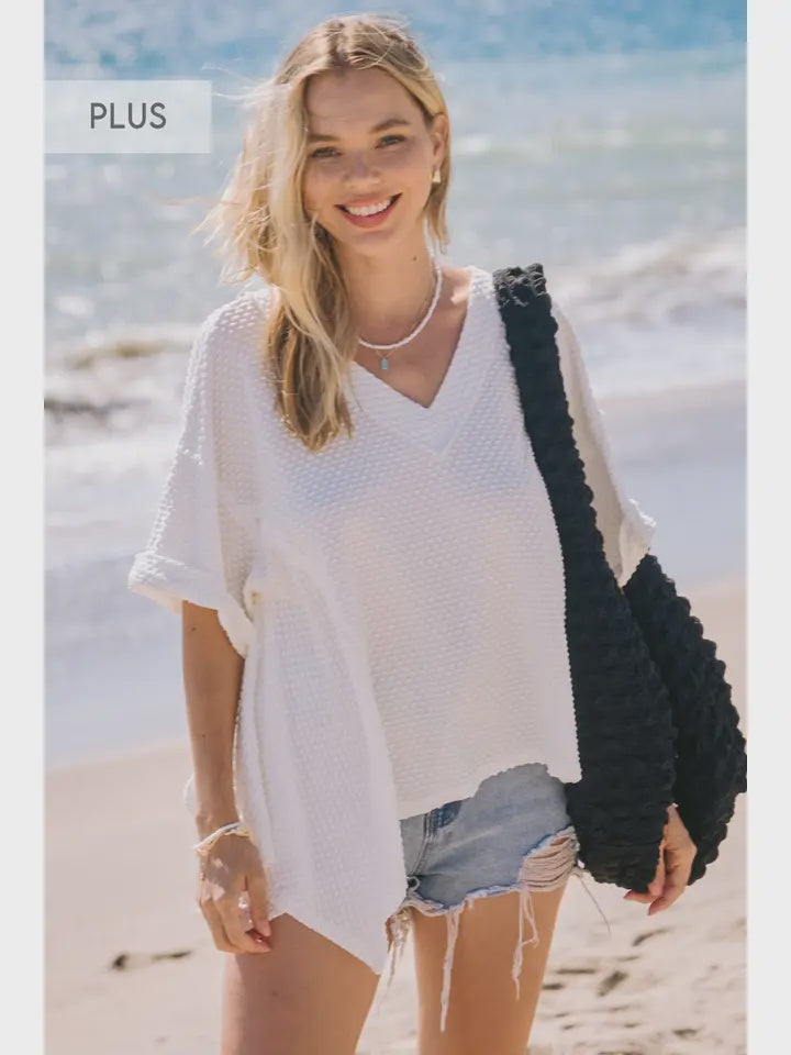 Plus Dotted Jacquard Knit Top