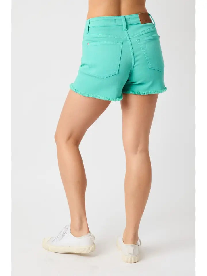 Garment Dyed Fray Hem Shorts