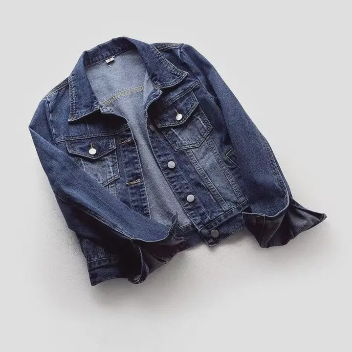 Mandarin Blue Slim Fit Denim Jacket