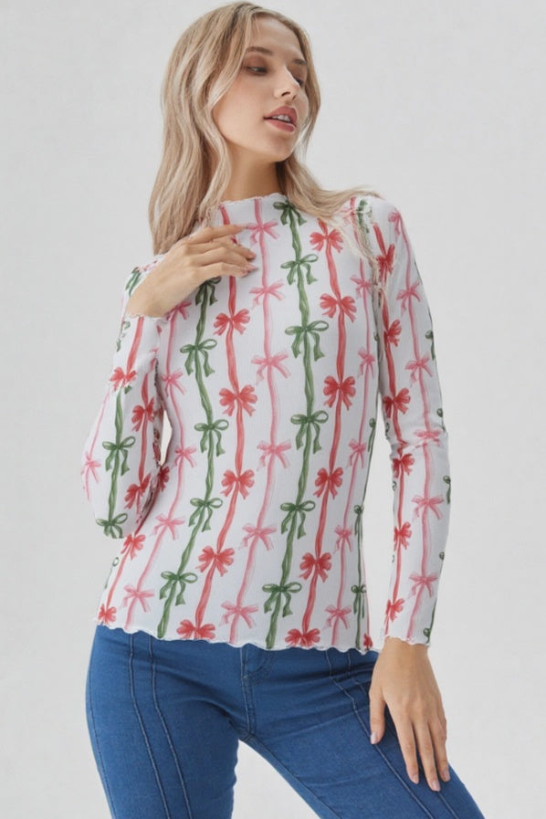 Christmas Bow Mesh Shirt