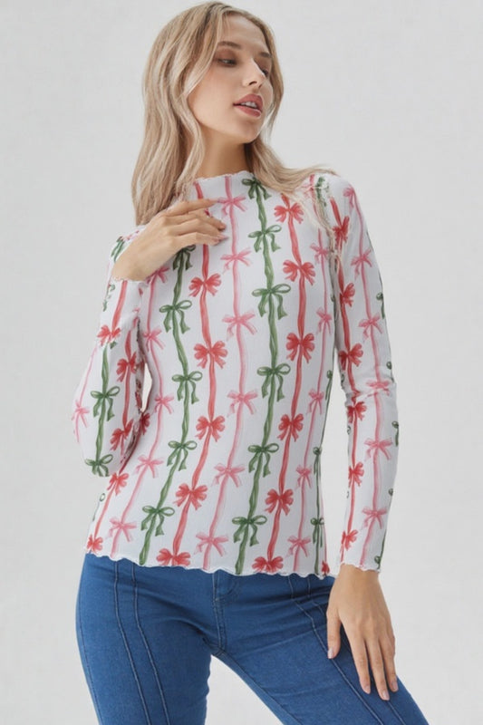 Christmas Bow Mesh Shirt