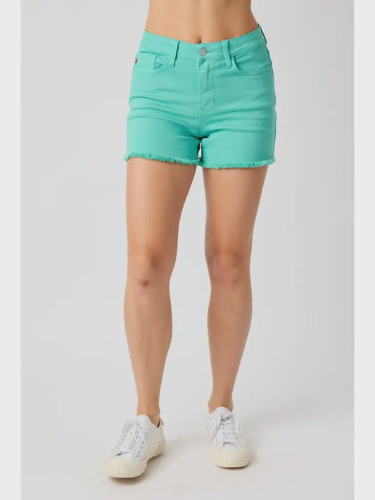 Garment Dyed Fray Hem Shorts