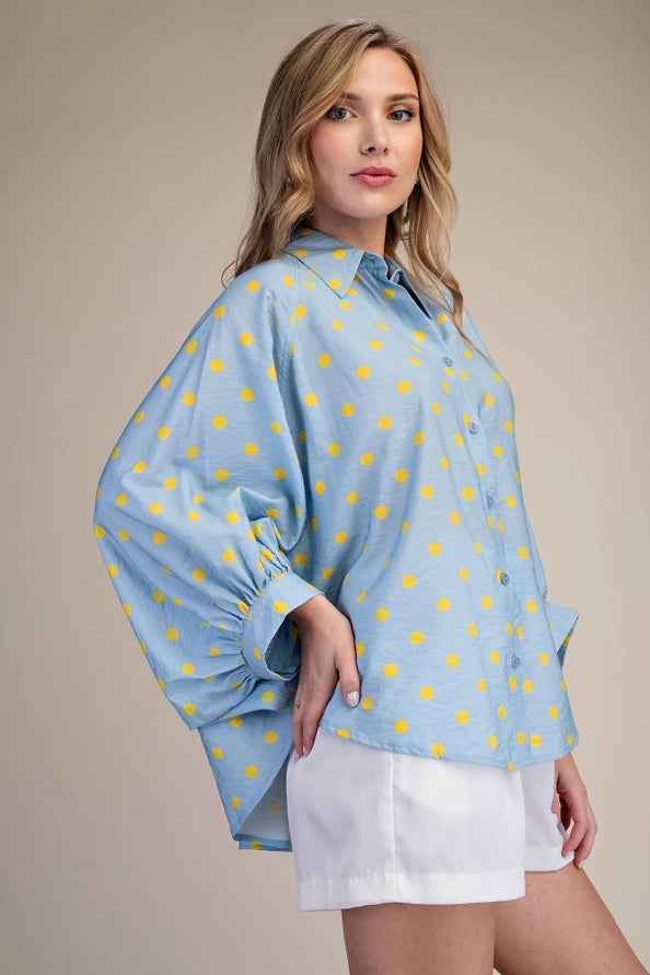Polka Dot Button Down top