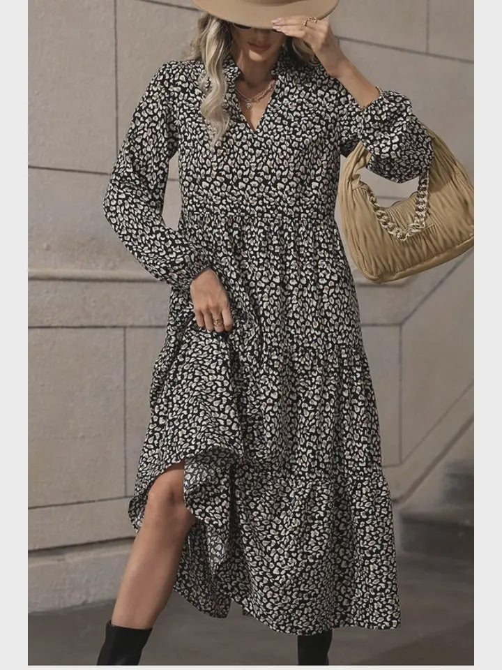 Leopard Printed Midi Dress