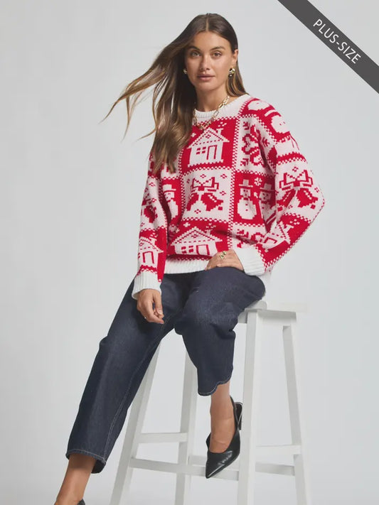 Checkered Plus Christmas Sweater