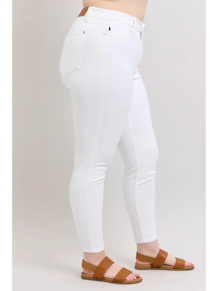 High Waisted Skinny White Plus
