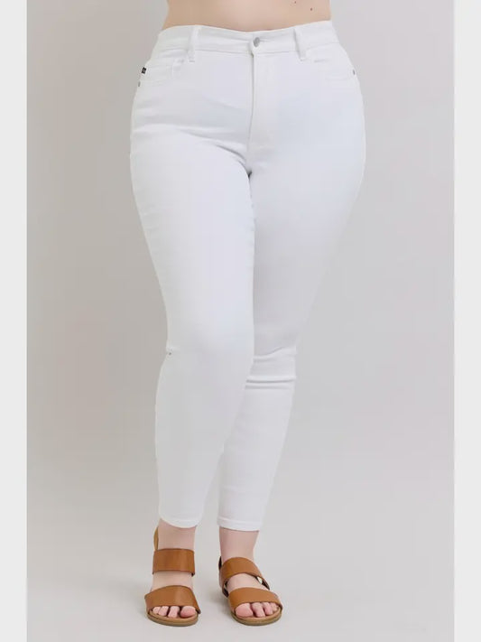 High Waisted Skinny White Plus