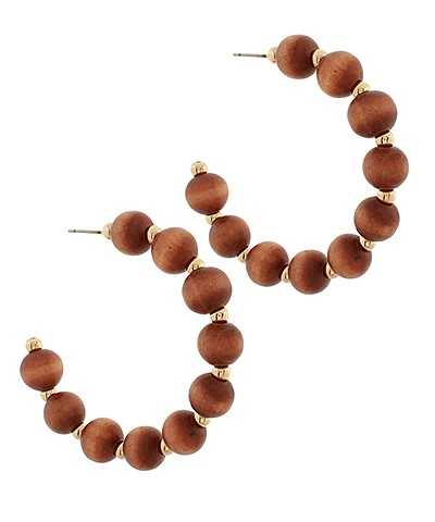 Wood Ball Beads Earrings