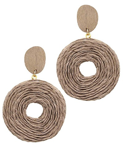 Raffia & Wood Dangle Earrings