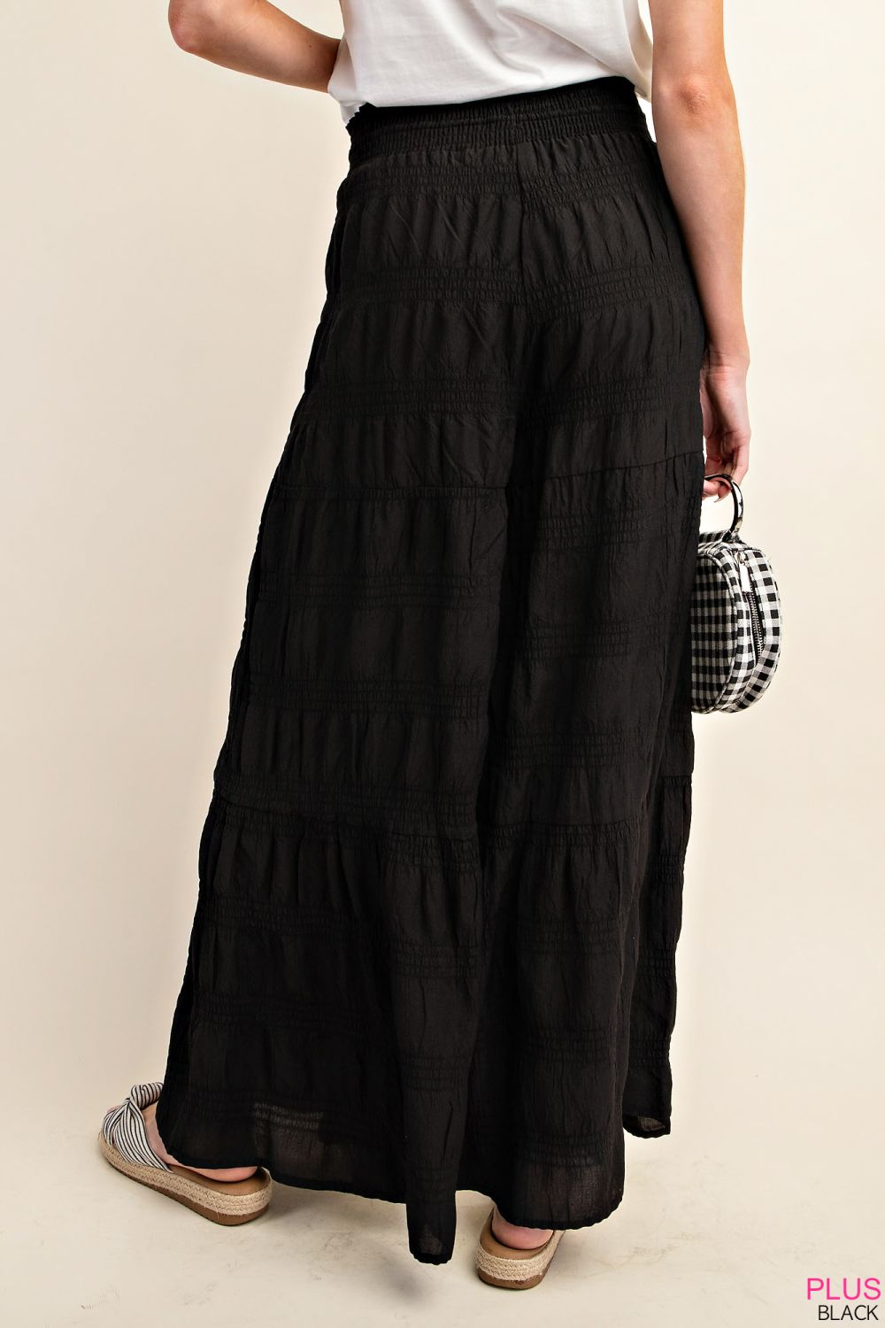 Plus Flowy Smocked waist tiered wide leg pants