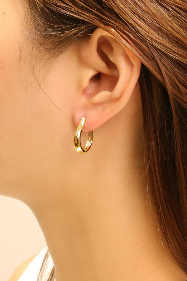 14K Curvy U Hoop Earrings