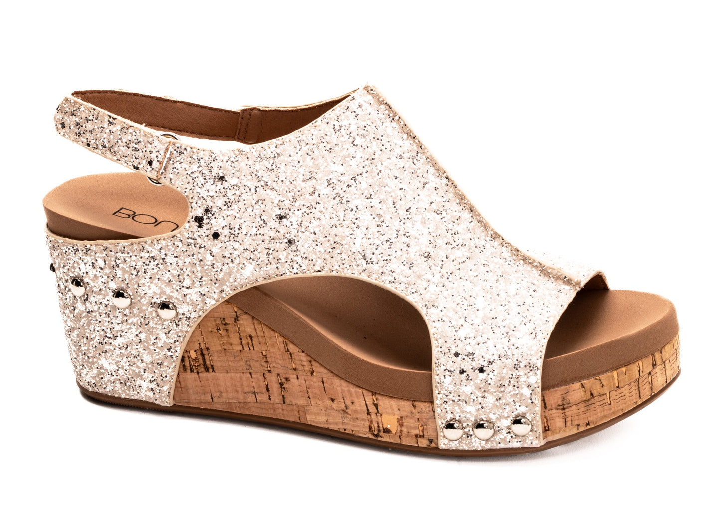 Beige Glitter Carley Wedge