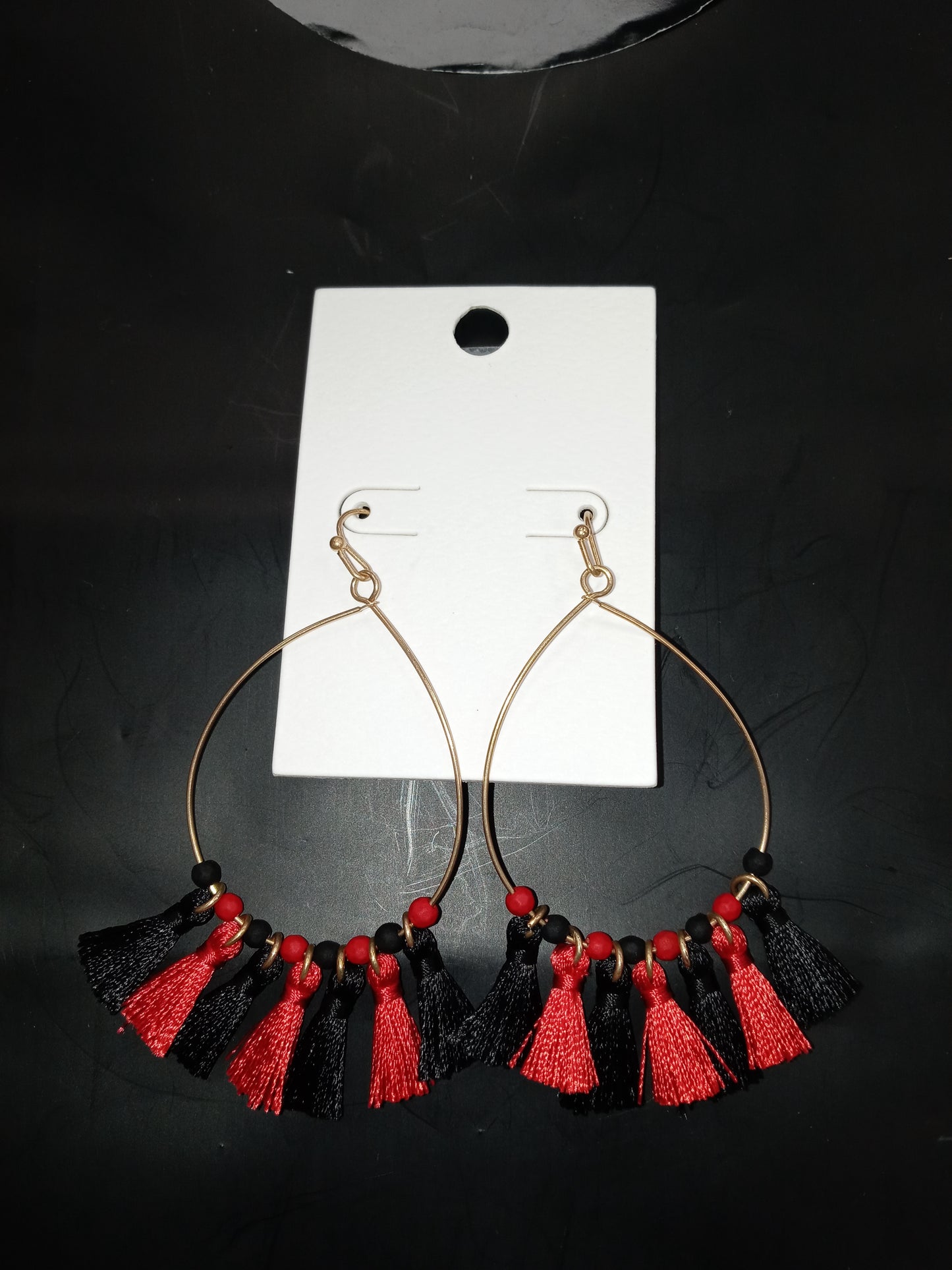 Black & Red Tassel Earrings