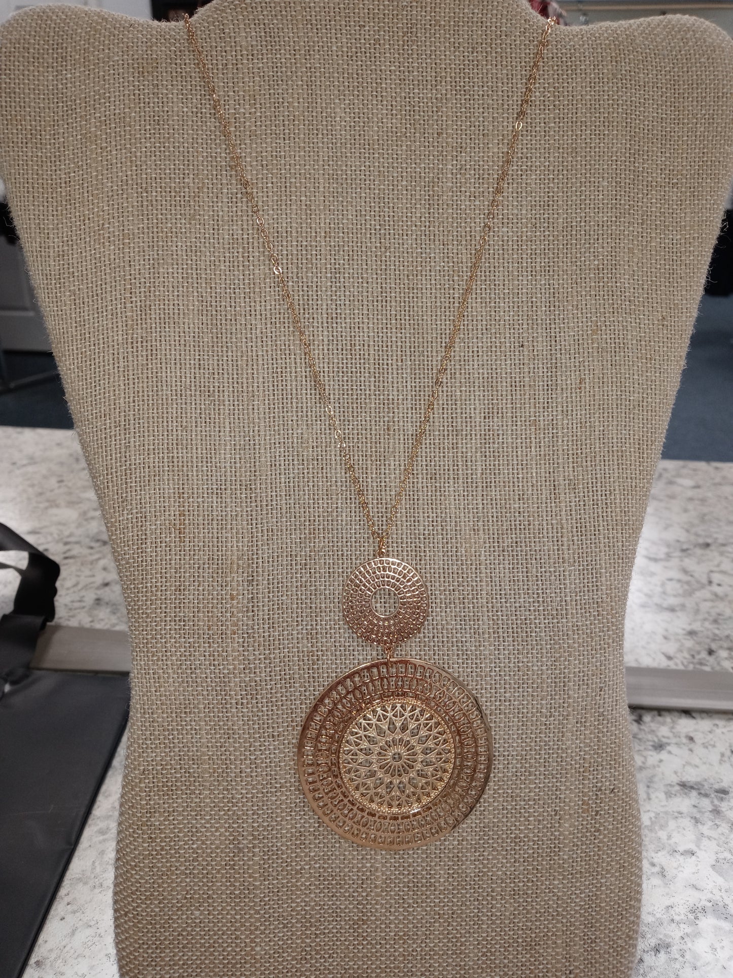 Double Filigree Circle Necklace