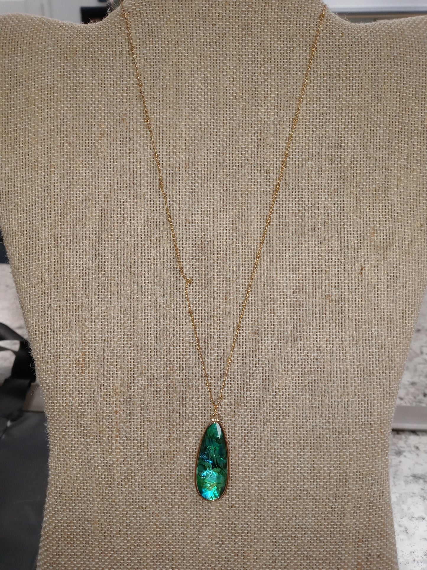 Clear Stone Drop Pendant Necklace