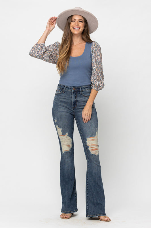 Judy Blue Destroyed Knee Flare Jean