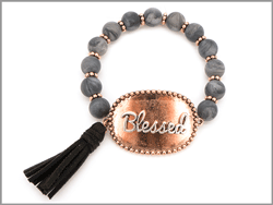 Blessed Bronze & Grey Beaded Bracelet