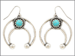 Viola Turquoise Stone & Silver Crescent Earrings