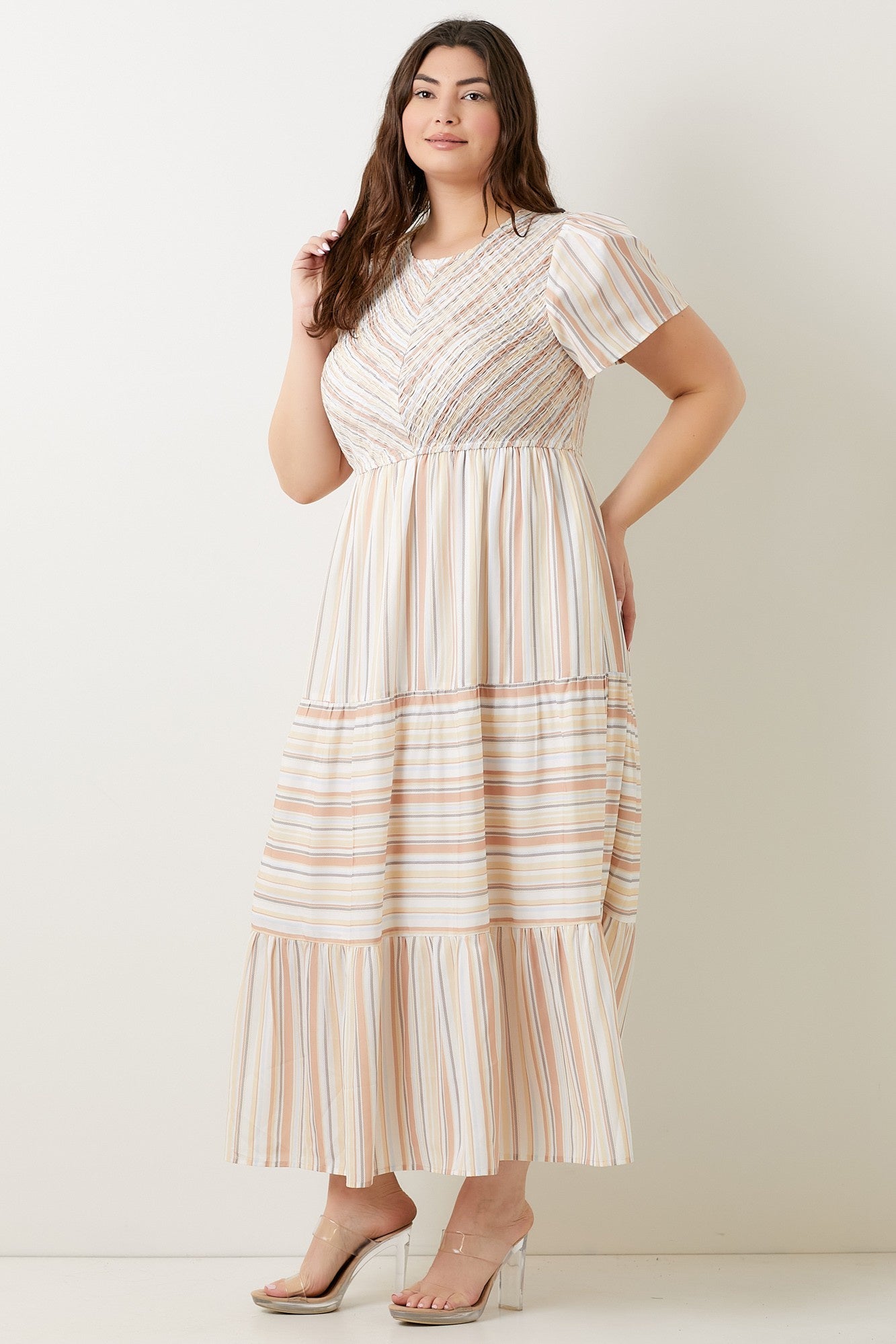 Striped Maxi Dress w/ Smocked Detail