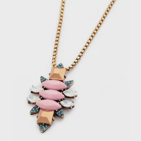 Vintage Pink Deco Necklace