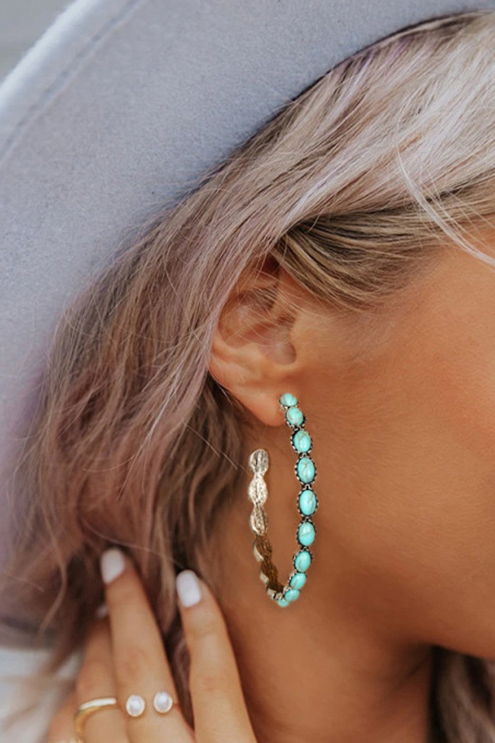 Turquoise C-Shaped Earring