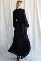 Black Long Sleeve Maxi Dress w/ Cutouts
