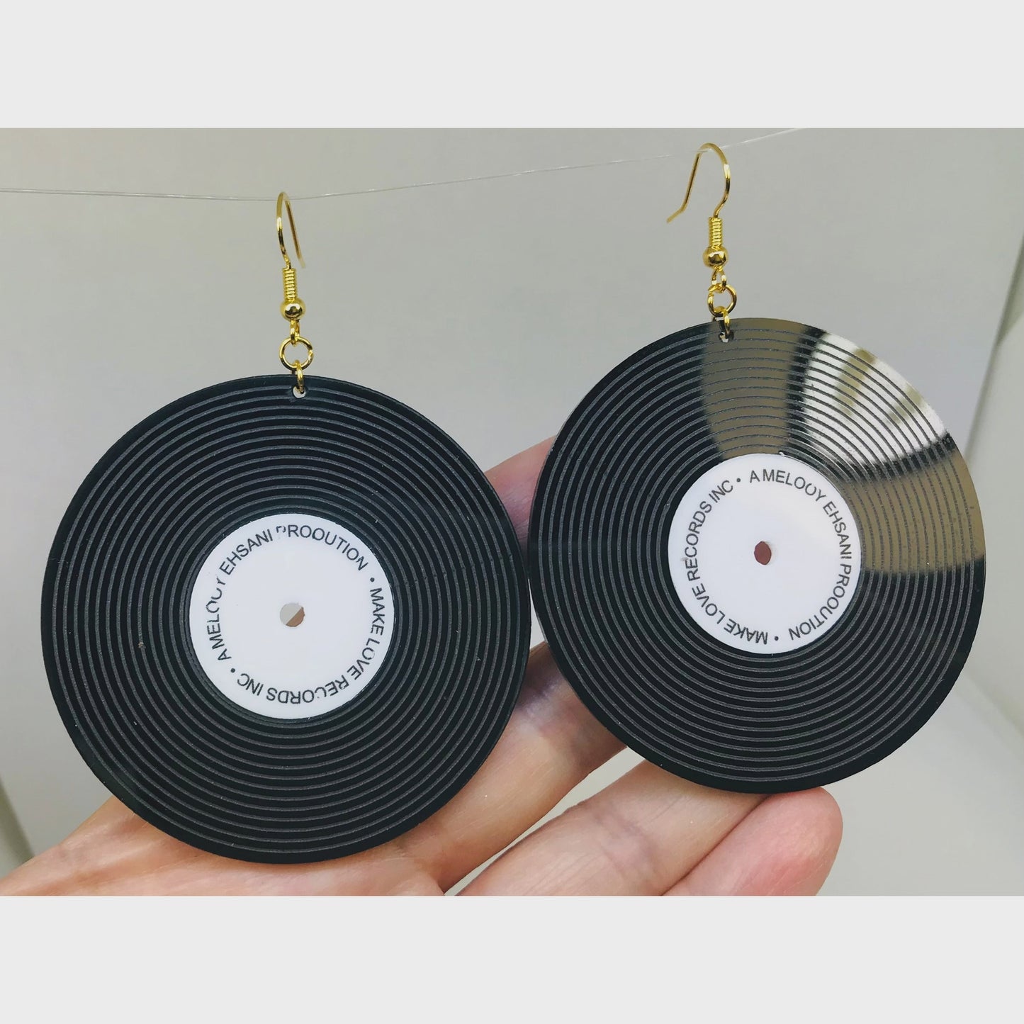 Vinyl Record Fishhook Earring