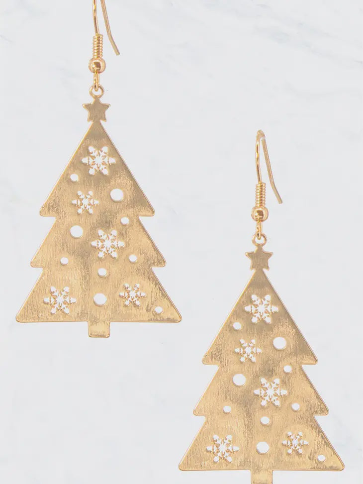 Gold Metal Christmas Tree Earrings