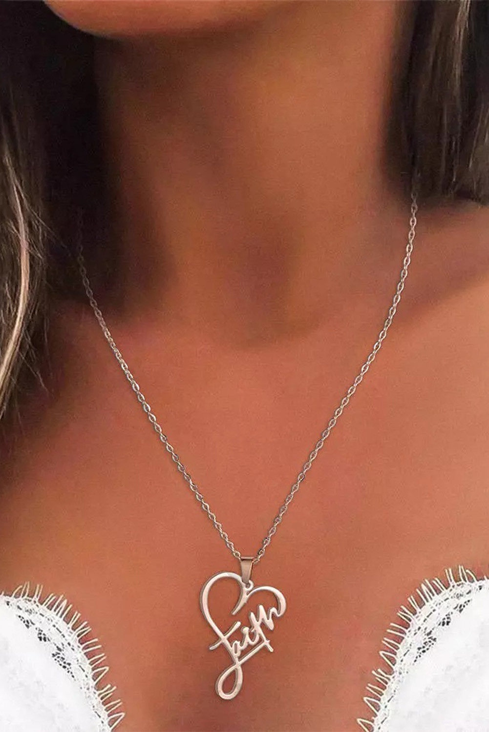 Faith Heart Shape Pendant Necklace