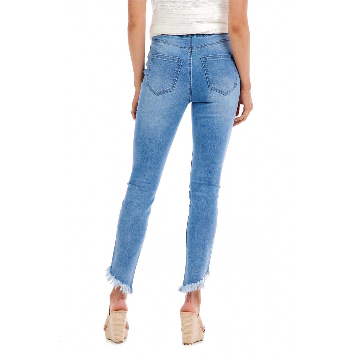 Fringe Bottom Pull-On Denim