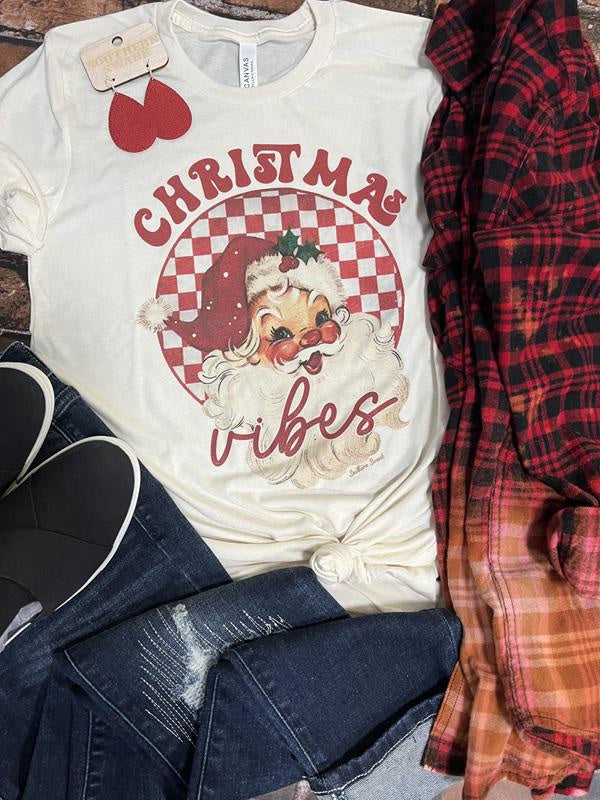 Vintage Santa Christmas Vibes Graphic Tee