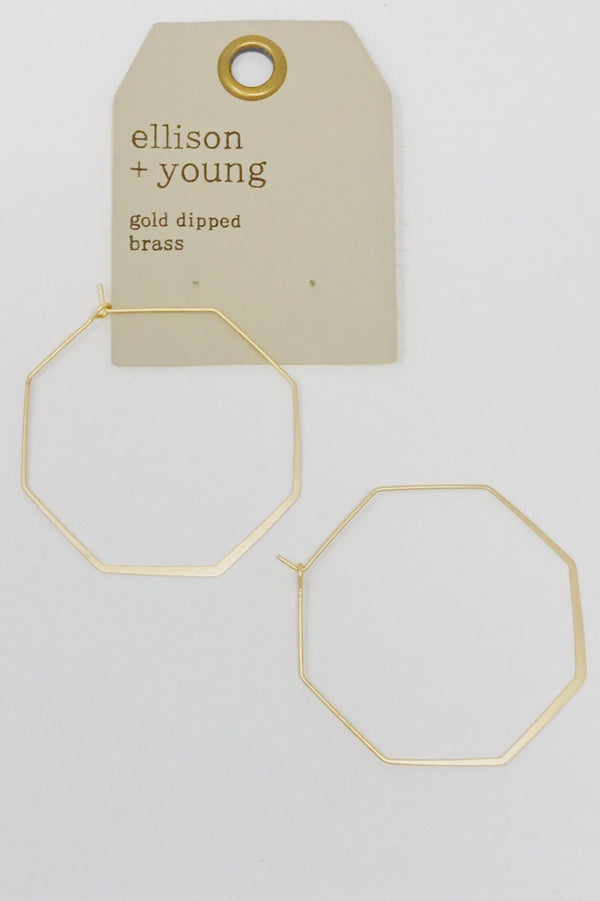 Octagon Gold Hool Earring